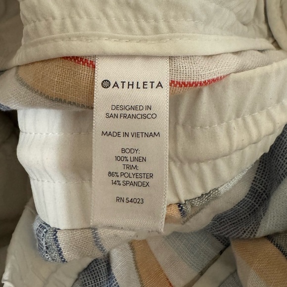 Women’s Athleta 100% linen striped shorts athletic casual boho beach vibes 10 - Picture 4 of 4